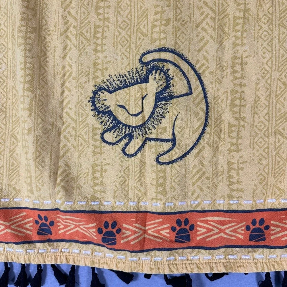 Vintage Disney Lion King Simba Rafiki Yellow Tribal Tassel Wall Hanging 19x27